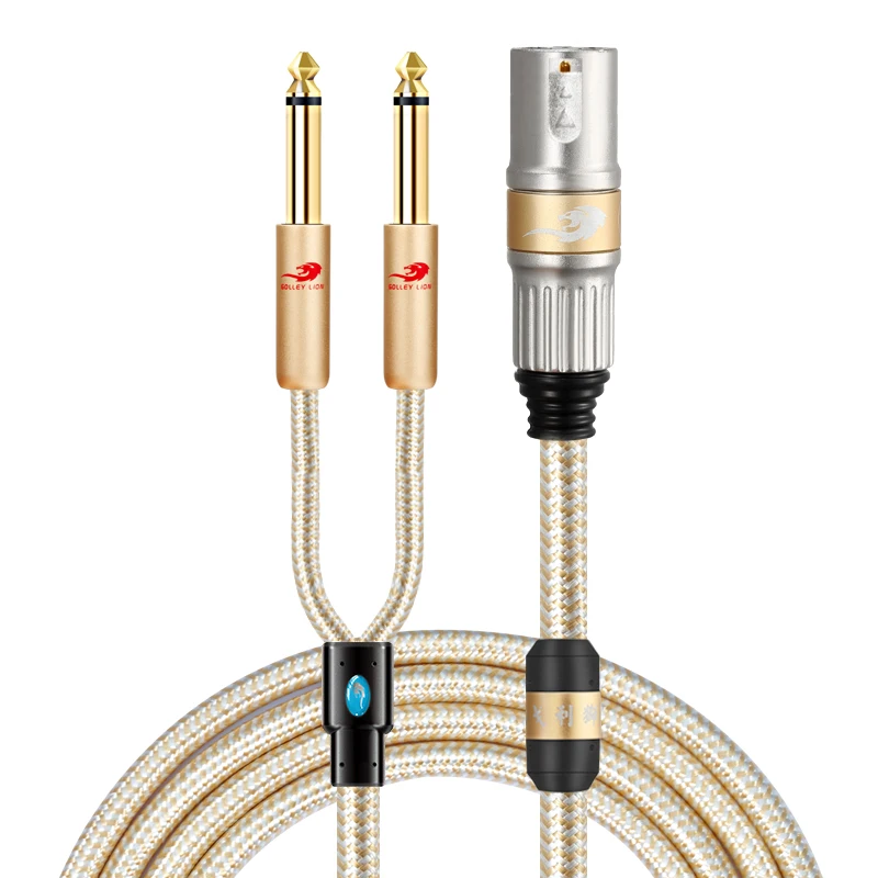 Hi Fi XLR 3 контактный Мужской Двойной 1/4 дюймов TS моно штекер 6 35 мм аудио кабель для