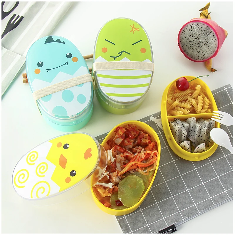 

2 Layer 700ML Cartoon Lunch Box for Kids BPA Free Portable Bento Box with Spoon Fork Microwave Snacks Food Container Lunchbox
