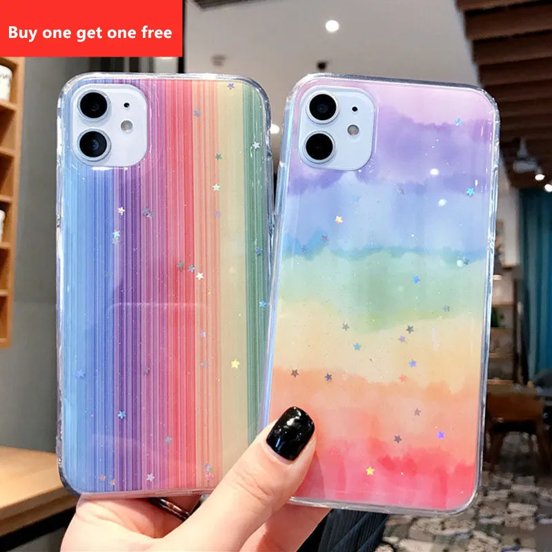Чехол для телефона iPhone 11 с блестящими звездами 7 8 6 6S Plus Pro X XR XS Max градиентная
