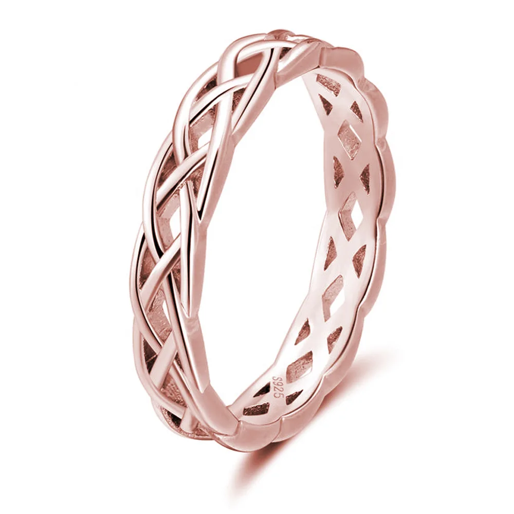 Новые популярные Геометрические кольца для женщин, 925 пробы серебряные рождественские украшения, массивные вечерние Обручальные кольца jz506 - Цвет основного камня: rose gold
