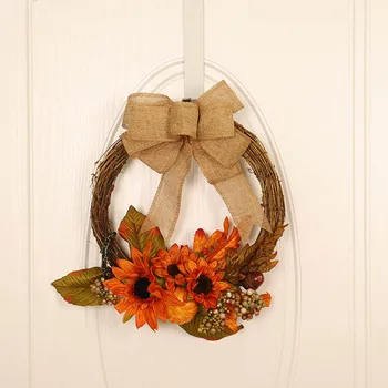 

Door Wreath Wall Garland Hanging Silk Berries Rattan Rings 35cm Sunflower