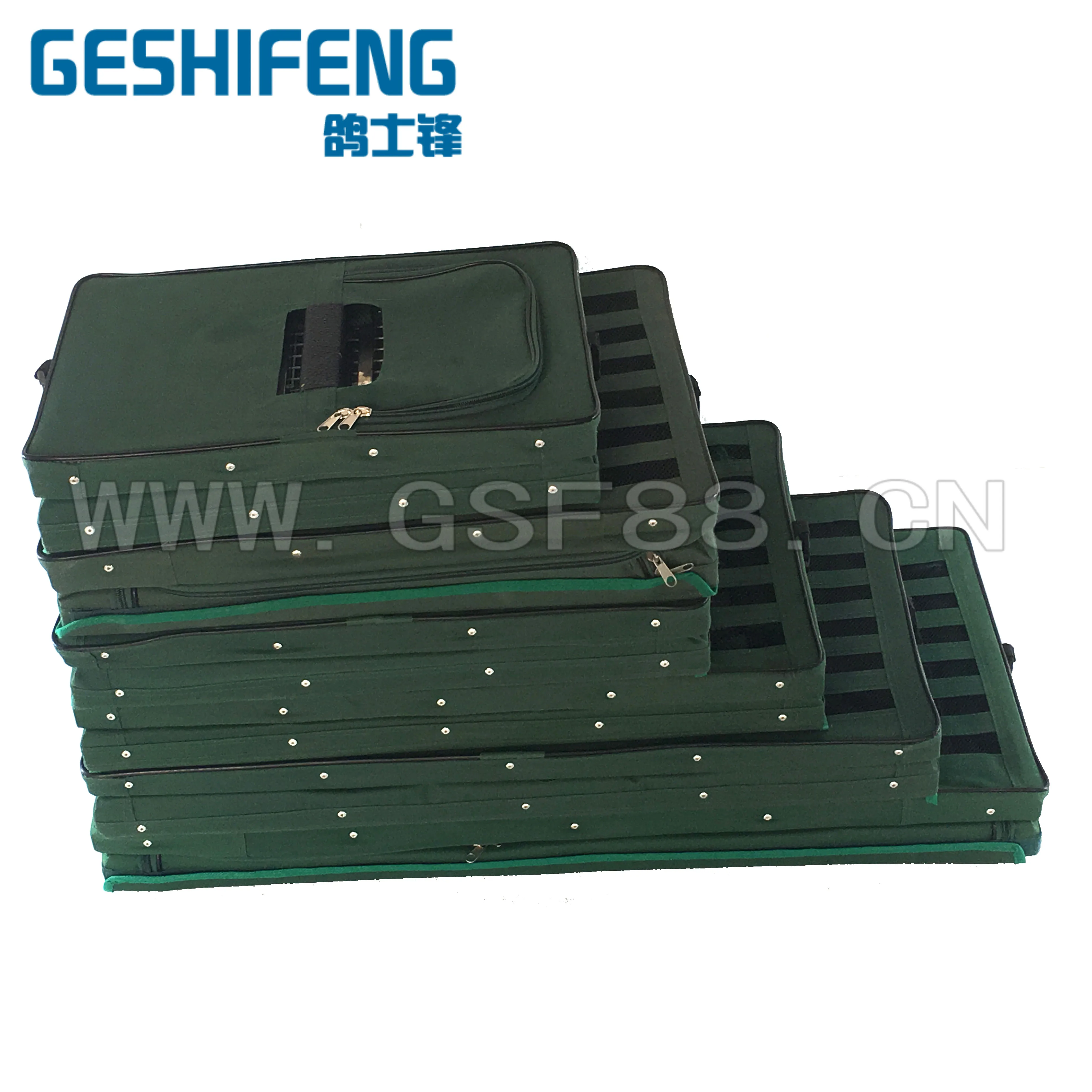 

Foldable metal with canvas transportation pigeon cage