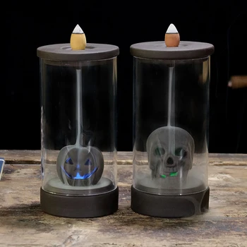 

Eternal Skull Pumpkin Incense Burners with LED Light Ceramic Home Backflow Incense Burners HFing