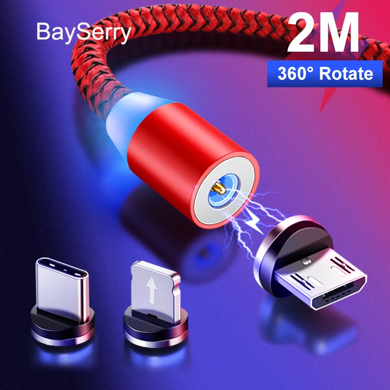 Магнитное зарядное устройство BaySerry кабель Micro USB Type-C для Samsung S21 Xiaomi iPhone 12 11 Pro XR