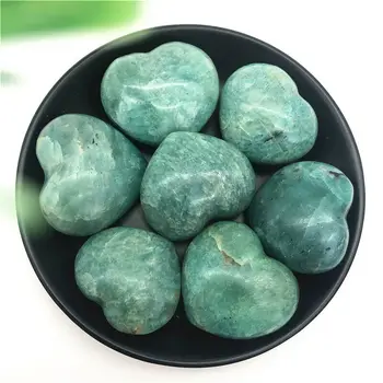 

1PC 40-60g Natural Beautiful Amazonite Quartz Crystal Heart Polished Stone Healing Natural Stones and Minerals