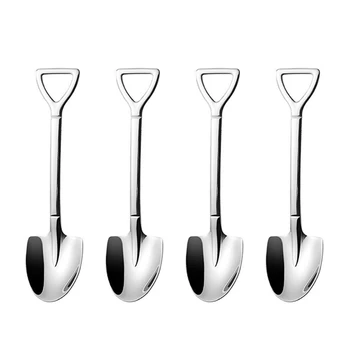 

4Pcs Retro Shovel Coffee Spoon Dessert Spoon Watermelon Spoon Ice Cream Spoon Tip Shovel Flat Shovel Kitchen Tools