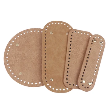 

Round,Oval Long Bottom For Knitted Bag PU Leather Bag Accessories Handmade Bottom With Holes DIY Crochet Bag Bottom