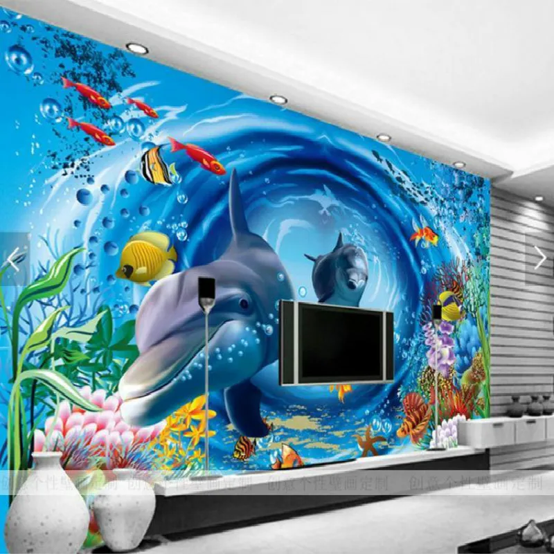 

Drop Ship Custom Wallpaper Large Mural 3D Underwater World Bedroom Theme Room Hotel Restaurant KTV Children Room Wallpaper Mural