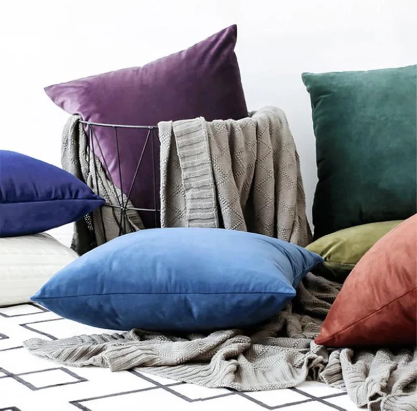 Velvet Decorative Cushion Cover for Home and Car - 45x45 cm Pillowcase