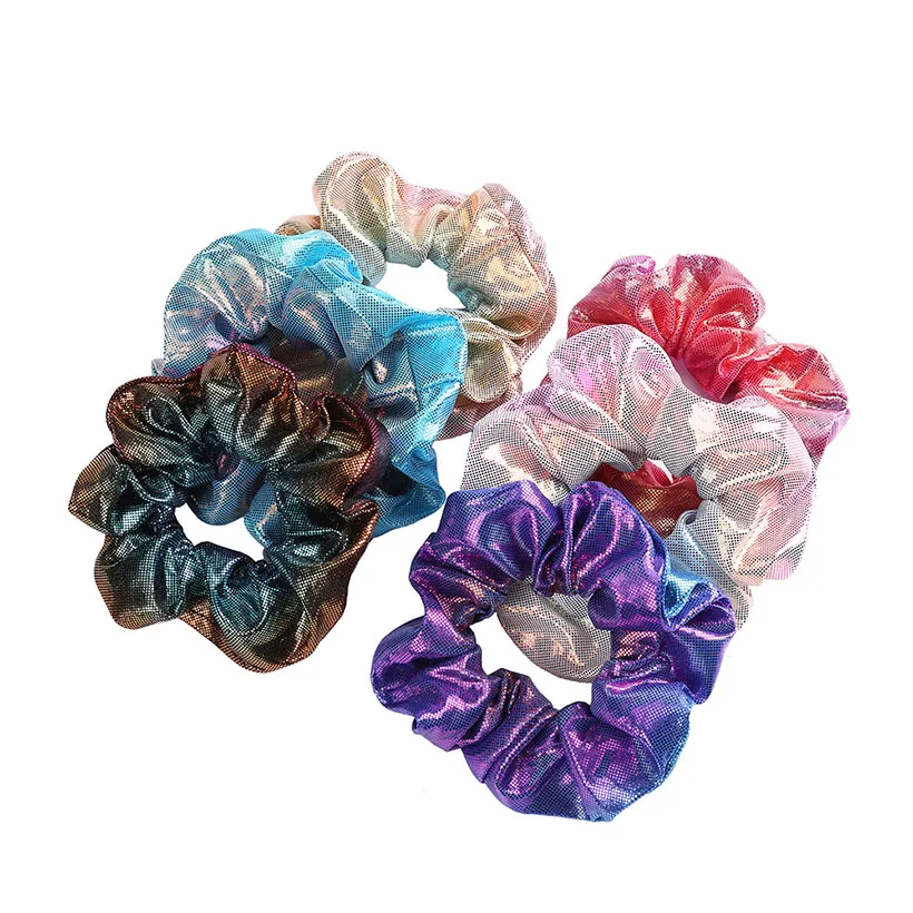 LEVAO 10PCS/lot Glitter Scrunchie Hair Band Women Headband Shiny Rubber Bands Elastic Hair Ring Girls Hair Accessories Headwear