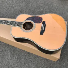 4" Массив ели Топ D стиль Акустическая гитара, Заводская инкрустация эбеновая гриф акустическая электрогитара