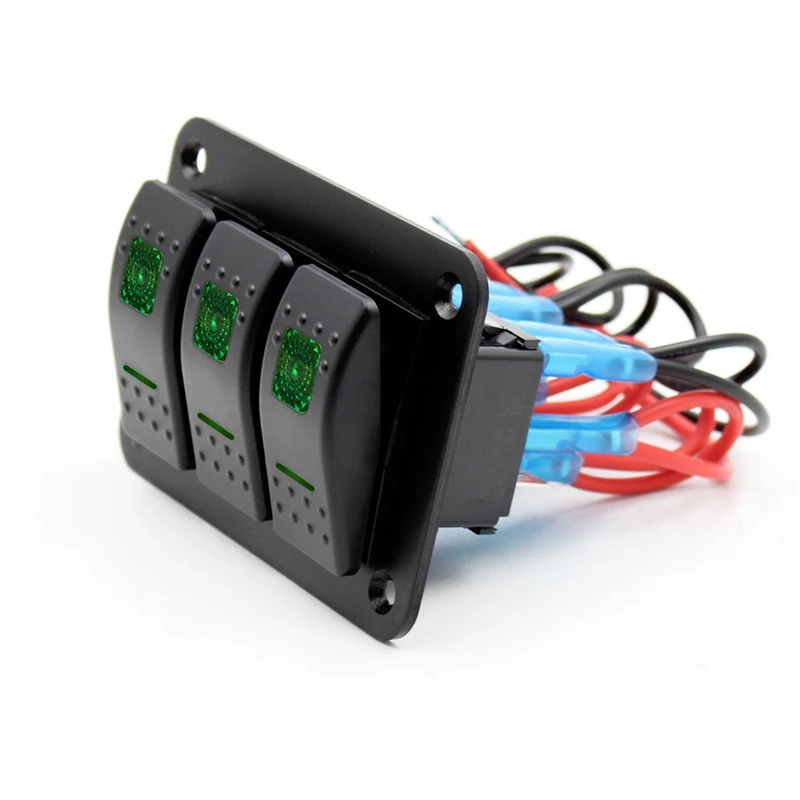 12V-24V-3-Gang-Toggle-Rocker-Switch-Panel-Green-LED-Light-On-Off-Car-Marine-Boat
