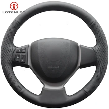 

LQTENLE Black Genuine Leather Car Steering Wheel Cover For Suzuki Swift 2011-2017 Vitara Celerio 2015-2019 SX4 S-CROSS 2013-2019