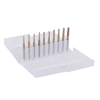 

New 10pcs 1.5mm-3.175mm Carbide End Mill Engraving Bits For CNC Rotary Burrs