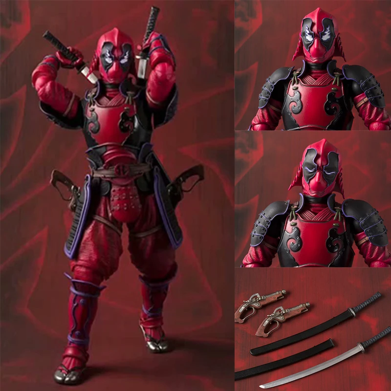 

7inch The Avengers Deadpool Iron Man Changeable Head Action Figure PVC Colletable Model Toy Doll Gift