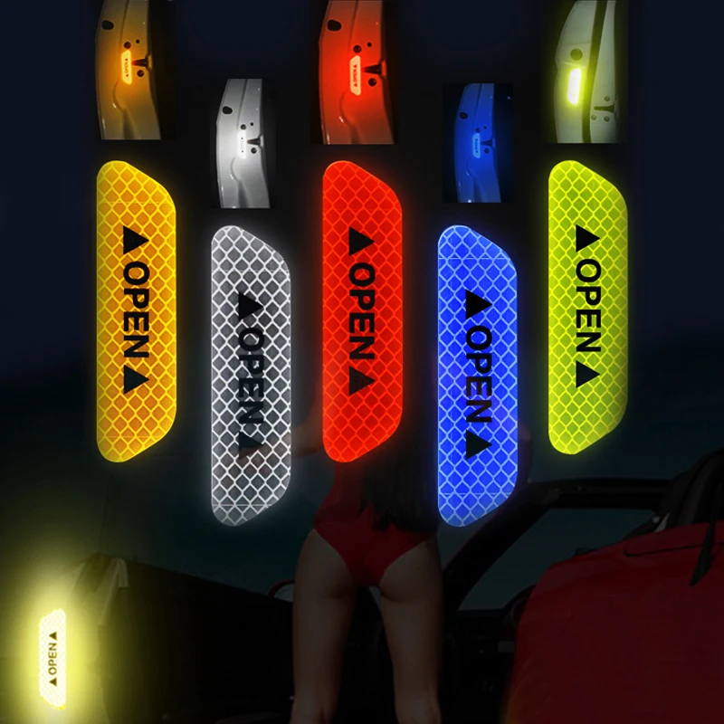 Reflective Strip Open Safety Warning Waterproof Auto Luminous Door 4pcs Long-Distance