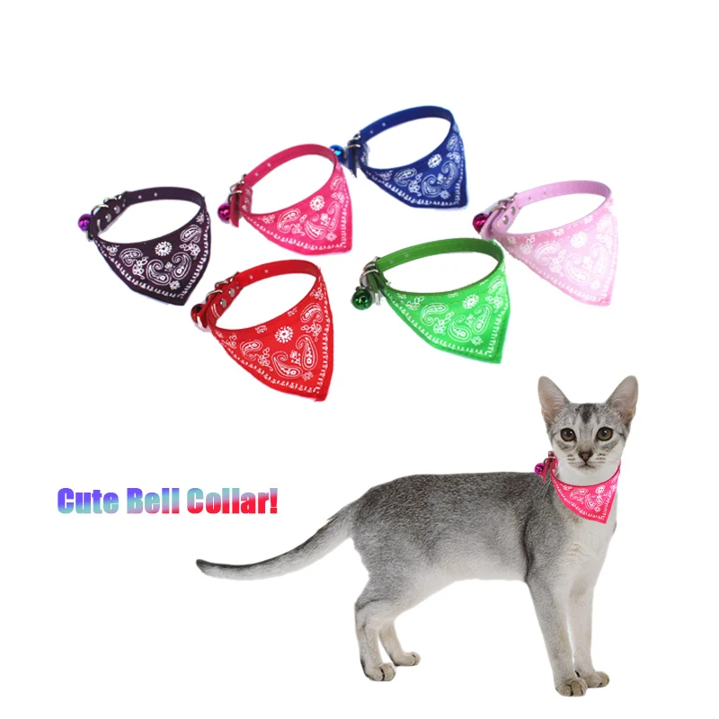 

Cute Pet Dog Cats Neck Scarf Bandana Collar Neckerchief with Bell Kitten Little Puppies Scarf Collar for Small Dog Chihuahua