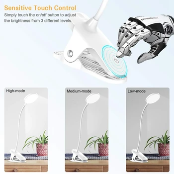 

New LED Clip on Reading Light,18 LED with 3 Brightness Levels Cordless and Portable Book Light,Version USB Rechargeable Eye Prot