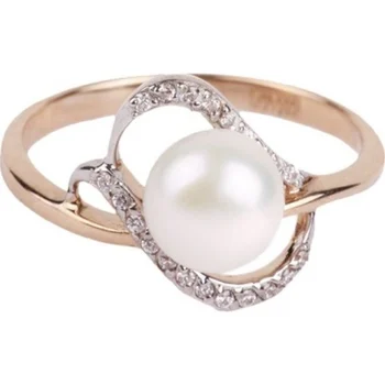 

Примаэксклюзив ring with pearls and cubic zirconia in red gold