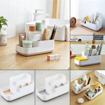 

1pc 4Grids Cosmetics Makeup Container Functional Cosmetic Holder Desktop Kitchen Bathroom Organizer Office Jewelry Storage Box