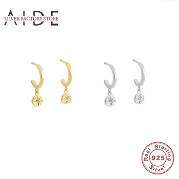 

AIDE 925 Sterling Silver Retro Water Drop Earrings For Women Girls Zircon Piercing Earring Pendientes broncos