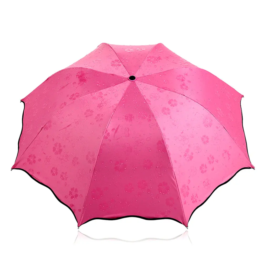 Простой Модный женский зонтик солнцезащитный ветронепроницаемый Зонт волшебный цветок купол ультрафиолетовая Защита от солнца дождь складной Зонты SLC88 - Цвет: Красный