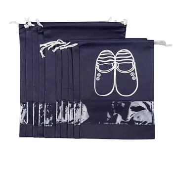

Travel Shoe Bags for Women Men with Clear View Window Drawstring 10 PCS (Navy)