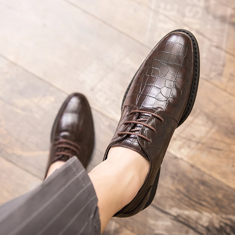Men Dress Shoes Wedding Oxford Shoes Lace-Up high quality business Casual Shoes Mens Formal Shoes Flats Party Office Shoes 38-47