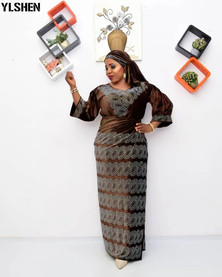 African Dresses for Women 3 Piece Set Dashiki Diamonds Tops Skirt African Clothes Bazin Broder Riche Fashion Robe Africaine Femme 05