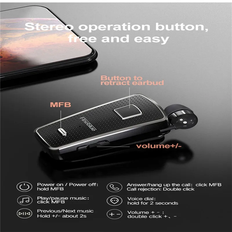 Fine-blue F970Pro Wireless Bluetooth 5.0 Earphone Telescopic Back Design Handfree Headset Audifonos Para Celular 40OCT2913