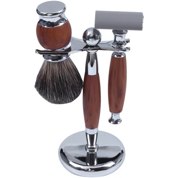 

Men Shaving Manual Razors Set Adjustable Double Edge Blade Razor Pure Badger Shaving Brush Shaver Stand Holder Kit