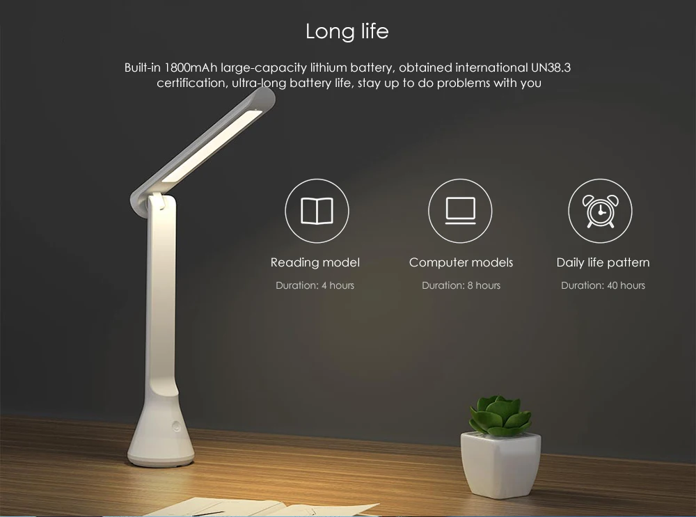 Candeeiro de Mesa Horas com Duração Proteção para os Olhos Yeelight Dobrável Carregamento Pequeno Portátil Luzes 40 Três Dimmer Ajustável Usb 4 mesa portátil luzes 40 horas com duração