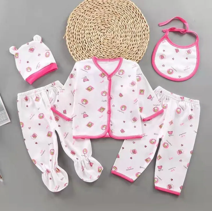 0-3 Months Infant Clothing Set Cotton Newborn Boys Clothes Baby Underwear for Girls Print New Born Baby Girl Five-Piece Suit baby dress and set Baby Clothing Set