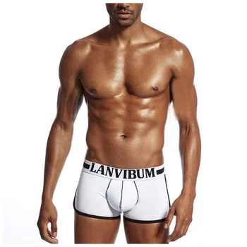 

Men Letter Print Contrast Cotton Simple Low Waist Big Pouch Boxer Underwear Men Interior Hombre Трусы Мужские 2020 #Zer