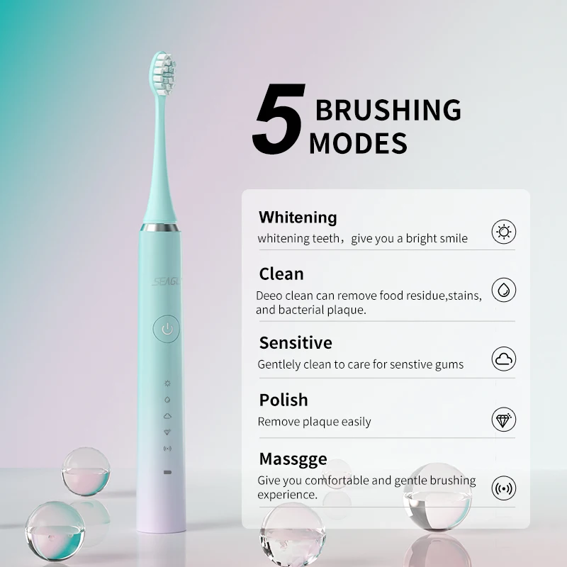 SEAGO Ultrasonic Sonic Electric Toothbrush 5 Mode USB Rechargeable Electronic Tooth Brush Waterproof Teeth Whitening Travel Case SEAGO Ultrasonic Sonic Electric Toothbrush 5 Mode USB Rechargeable Electronic Tooth Brush Waterproof Teeth Whitening Travel Case