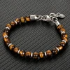 6mm oeil de tigre perles brin Bracelets hommes femmes charme en acier inoxydable chaîne coloré pierre naturelle Bracelet mâle bijoux cadeau nouveau ► Photo 1/6