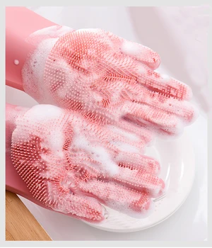 

1Pcs Magic Silicone Washing Gloves Cleaning Gloves Reusable Kitchen Scrubber Rubber Gloves Household Cleaning Tool Car Pet Brush