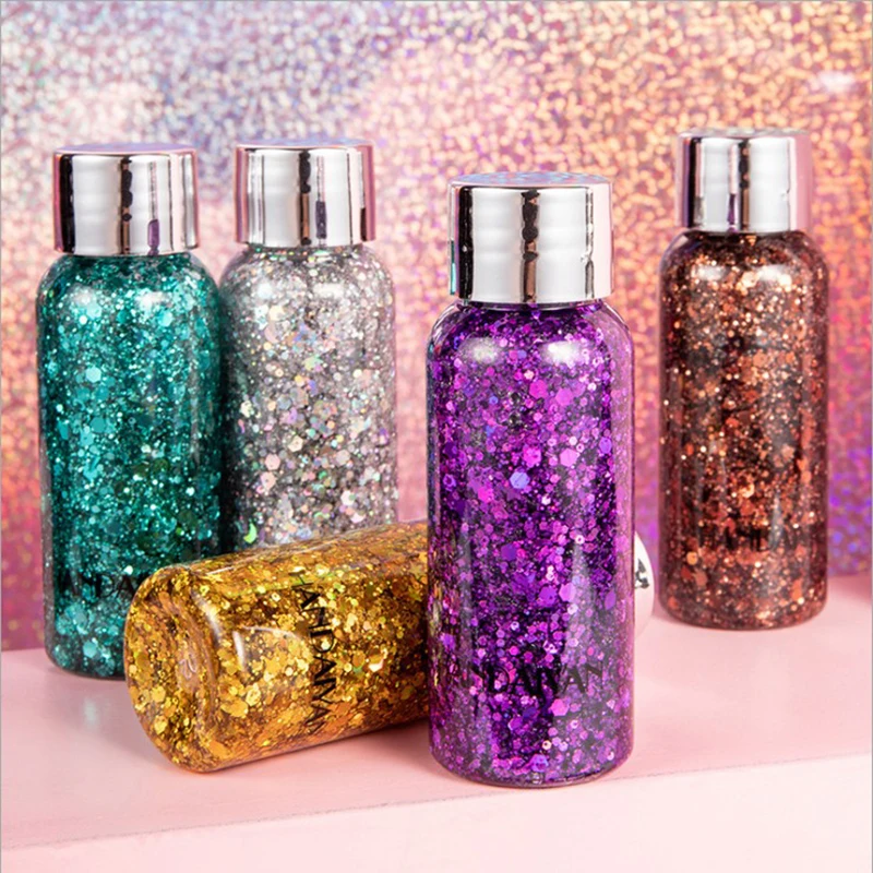 

Face & body hair Festival sequins chunky glitter powder makeup lotion cream glitters gel colourful sparkles eyeshadow 30g