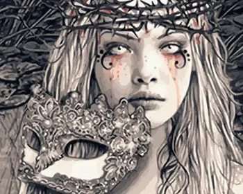 

Painting By Numbers DIY Dropshipping 40x50 60x75cm Silver mask sad beauty Figure Canvas Wedding Decoration Art picture Gift