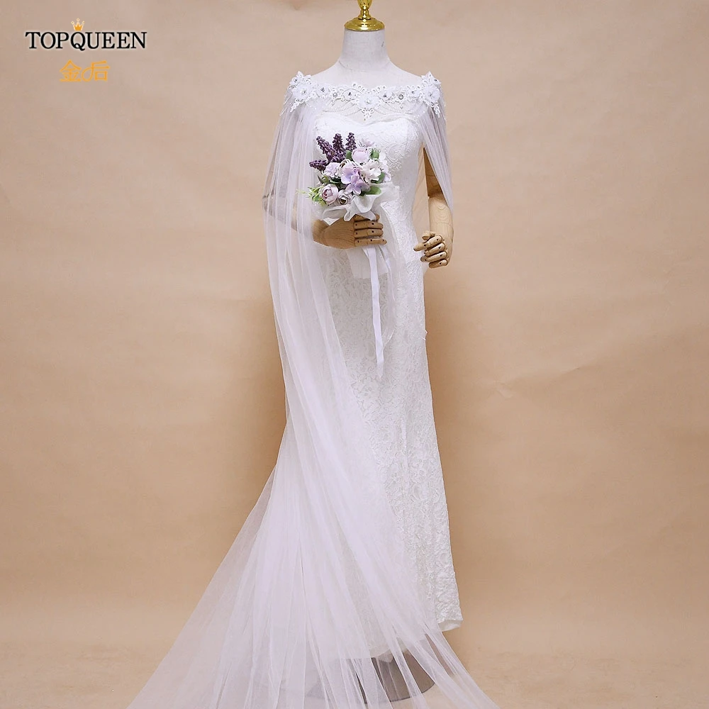TOPQUEEN G04T 3 метра женские длинные накидки для свадьбы кружевные цветочные