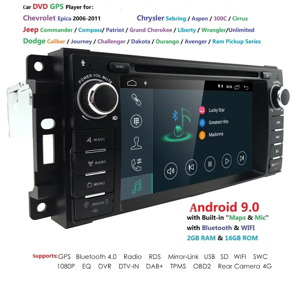 Discount Ossuret Android 9.0 1 Din Car Radio For jeep Grand Cherokee Chrysler 300c Compass/Dodge Chevrolet Epica Wrangl RDS DSP 4G WIFI 1