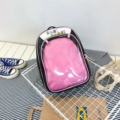 Прозрачные женские рюкзаки с милыми буквами Ita Bookbags, женские школьные сумки для девочек-подростков, модные летние рюкзаки, хит - Цвет: black-pink