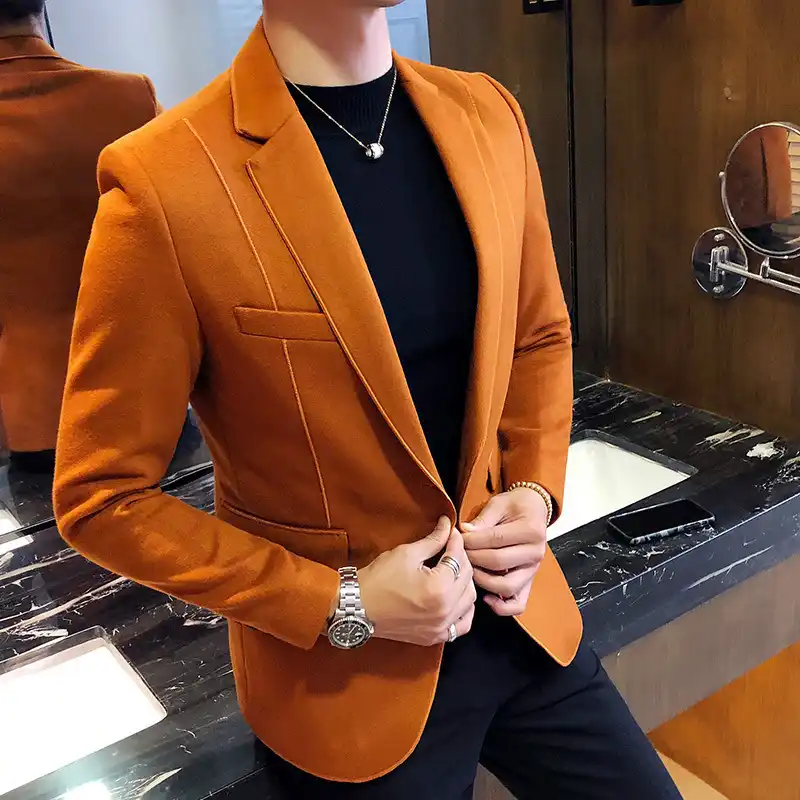 Orange blazer men clearance