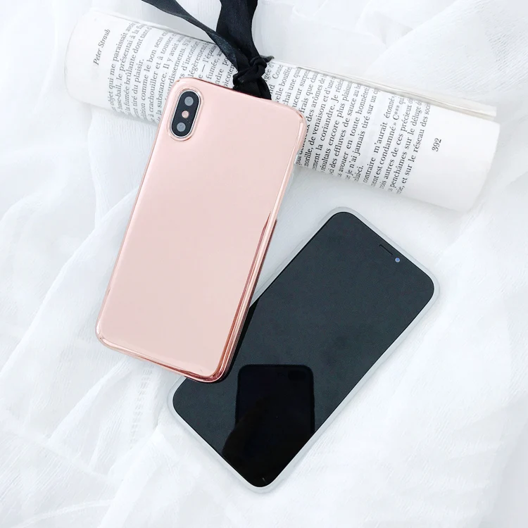 Простые зеркальные телефонные чехлы с покрытием для iphone X XR XS Max Блестящий силиконовый чехол для iphone 6 6s 7 8 7plus задняя крышка