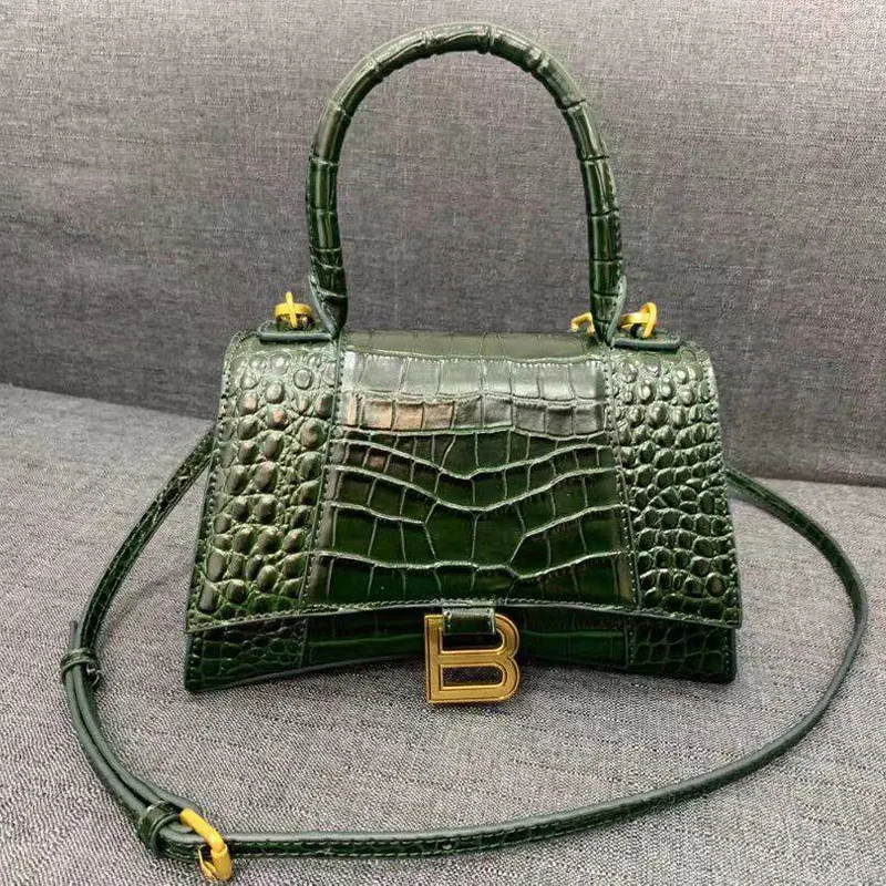 Alligator green Модная Роскошная стильная сумка с песочными часами, женская сумка, женская наплечная сумка, кожа под крокодила, яловая кожа, спилок, Брендовое качество - Цвет: Alligator green