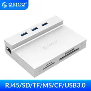 

ORICO USB 3.0 HUB to Multi USB3.0 RJ45 SD/TF/MS/CF Type C Adapter Splitter Card Reader Dock Support BC1.2 Charging For Computer
