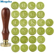 Mogoko 1x ワックスシールスタンプレトロウッドクラシックシーリングワックススタンプ工場シリーズカード封筒装飾 26 手紙 A-Z アルファベット(China)