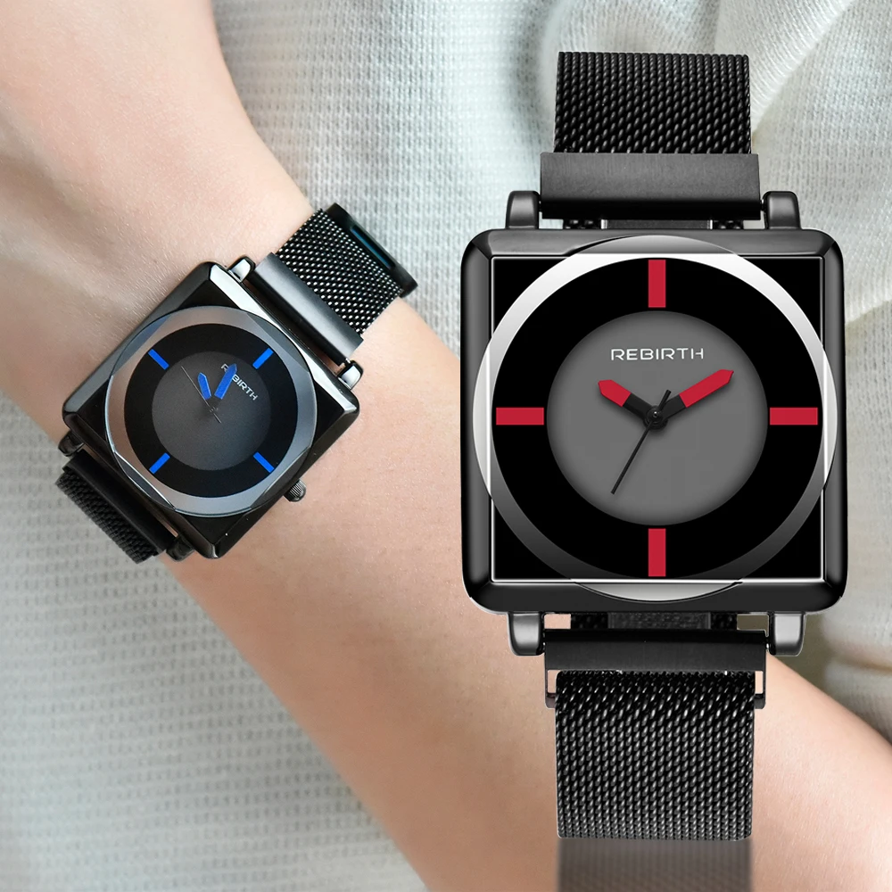 

Crystal Square Woman Watch Original Fashion Vintage Simple Unisex Mesh Watch Mens Black Romantic Creative Classic Elegant Watch