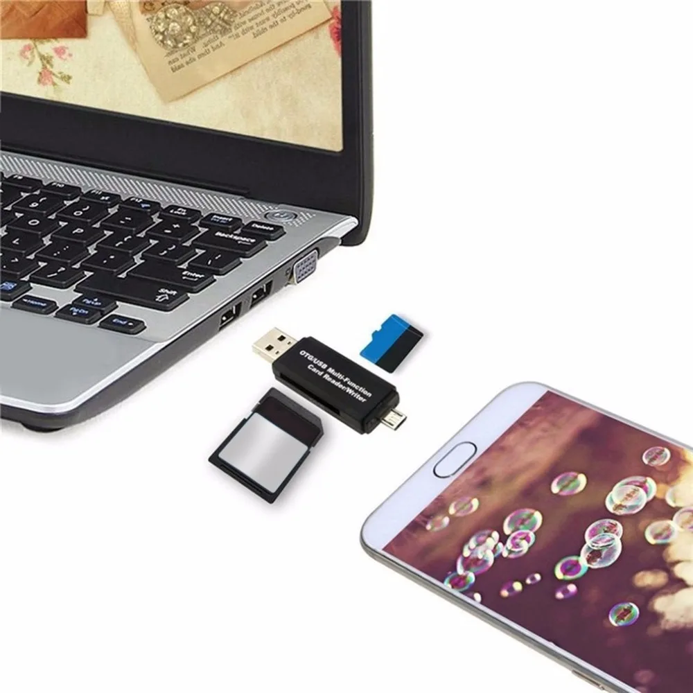 Multifunction Smart OTG Card Reader High-speed USB 2.0 SD Micro-SD Card Reader USB Adapter for Android Phone Computer