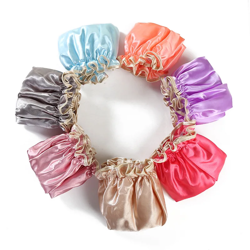 Lovely Thick Women Shower Caps Colorful Double Layer Bath Shower Hair Cover Adults Waterproof Fashion Bathing Hat Comfortable